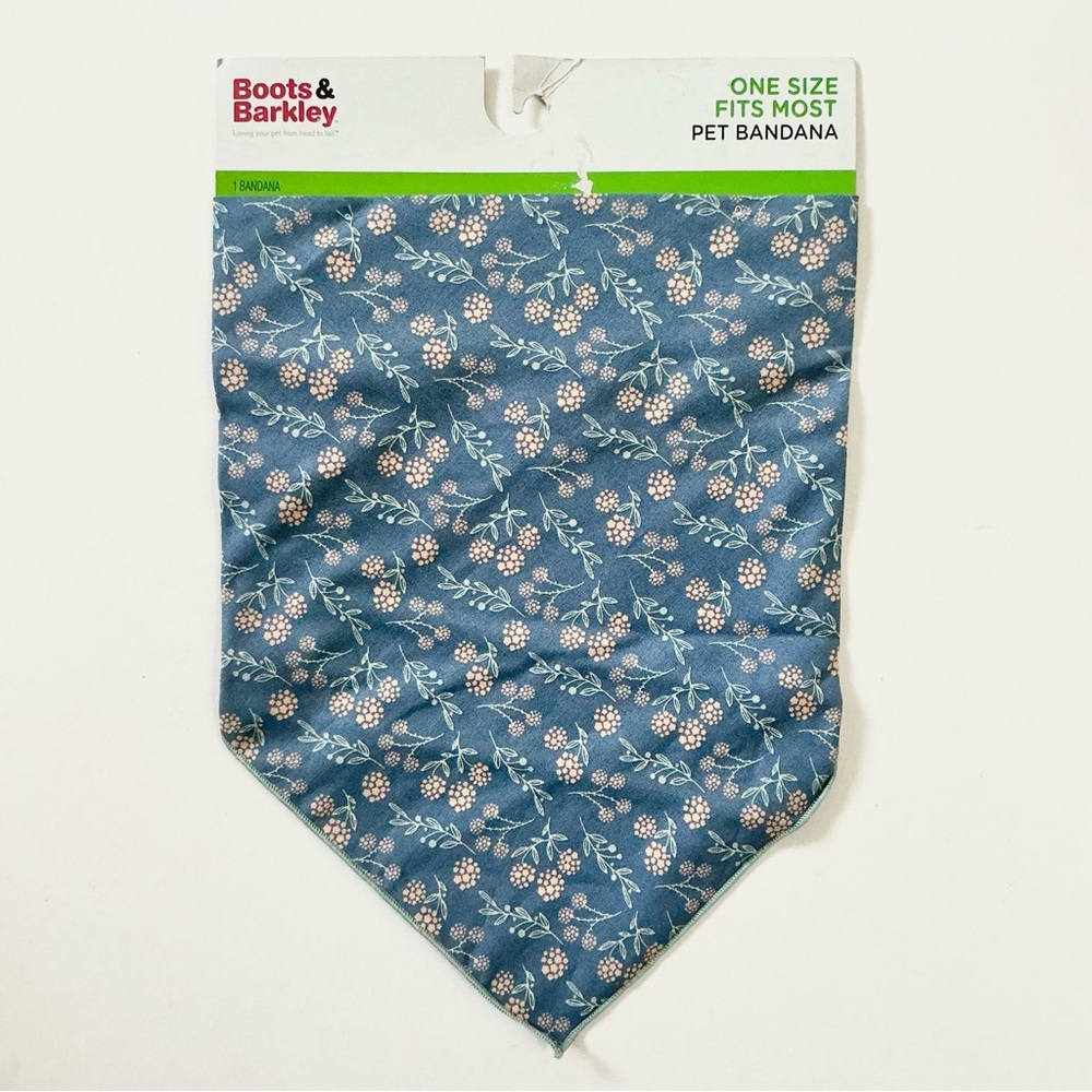 Boots & Barkley Blue Pink Floral Pet Bandana One Size Fits Most NWT